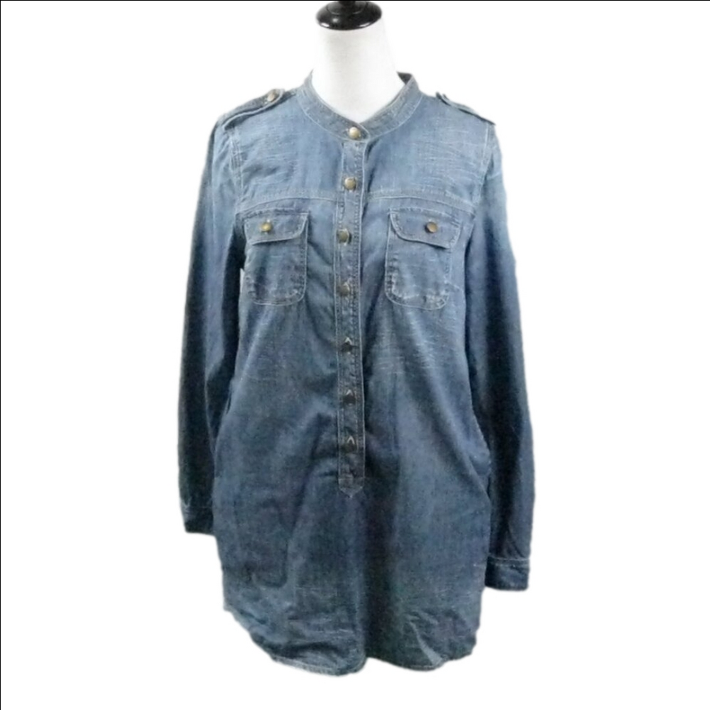 GAP 100% Cotton Denim Button Front Dress/Tunic Size Medium